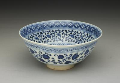 图片[2]-Bowl with lotus pawn decoration in underglaze blue, Ming dynasty, Yongle reign (1403-1424)-China Archive